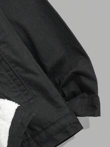 RueChic Men Teddy Lining Regular Denim Jacket - Black - View 6