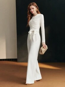 MOTF PREMIUM QUẦN VEST CẮT TAY CẮT EO THẮT NÚT - trắng - Xem 2