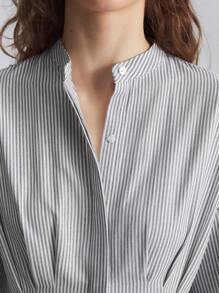 Ontre Áo sơ mi dài tay sọc xám ngày lễ mùa xuân mới 2025 cho nữ, kiểu dáng váy dài thường ngày có eo - Nhiều màu - Xem 6