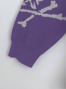 SHEIN LUNE Áo len chui đầu cỡ lớn, kiểu dáng tối giản và thời trang, thích hợp mặc hàng ngày, áo len mùa đông hoặc mùa thu. - Màu tím - Xem 5