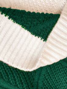 Calvaya Plus Size Plain Color Patchwork Turtleneck Long Sleeve Simple Casual Pullover Sweater, Winter - Dark Green - View 8