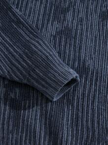 Manfinity Denimwave Solid Color Stand Collar Distressed Casual Versatile Long Sleeve Pullover Sweater