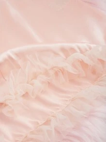 Bata ribete fruncido con cinturón de satén - Rosa Pálido - Ver 3
