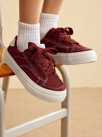CUCCOO EASI Women's New Arrival Airy White Sneakers, Student Shoes, Campus Style Athletic Casual Shoes Red For New Year Holiday Vibe Fall And Winter Tainers