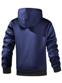 Manfinity Homme Plus Size Men's Fleece Hooded Zip Up Long Sleeve Cardigan & Jackets