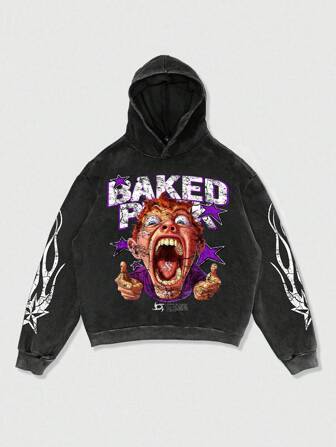 Street Life Herren Loose Fit Kurz-Hoodie im Used-Look