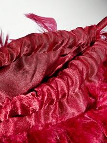 SHEIN BAE Women Luxury Feather Decorated Party Clutch, Black Handbag For Evening/Club Events Valentines