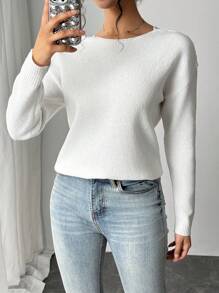 SHEIN LUNE New European & American Style Casual Loose Knit Sweater, Fashion Minimalist Knitwear For Women, Autumn/Winter