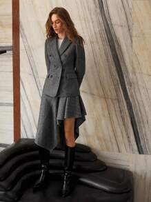 MOTF PREMIUM 对比亮片双排扣结构化西装外套