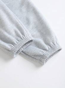 SHEIN BASICS Women's Casual Sports Loose Pockets Solid Color Knitted Pants