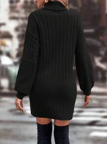 SHEIN Tall Vestido de punto holgado de cuello alto acanalado de unicolor para otoño/invierno para personas altas