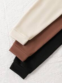 Tween Girl 三件套，纯色圆领长袖宽松休闲运动衫，秋冬