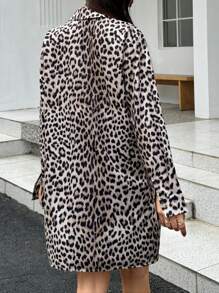 INAWLY Women Leopard Print Long Sleeve Shirt Cardigan, Casual Long Style For Autumn Fall Cloth For Women - Brown - View 2