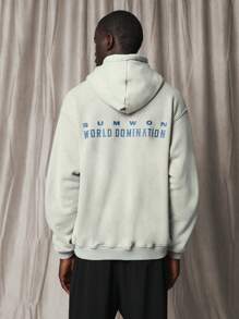 Felpa con cappuccio oversize per il dominio mondiale Sumwon, collezione streetwear invernale, con cappuccio ampio, taschino canguro, casual, per attività fisica - Grigio - Visualizzare 1