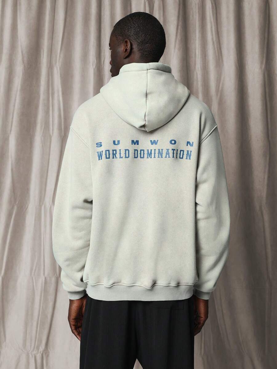 Felpa con cappuccio oversize per il dominio mondiale Sumwon, collezione streetwear invernale, con cappuccio ampio, taschino canguro, casual, per attività fisica - Grigio - Visualizzare 1