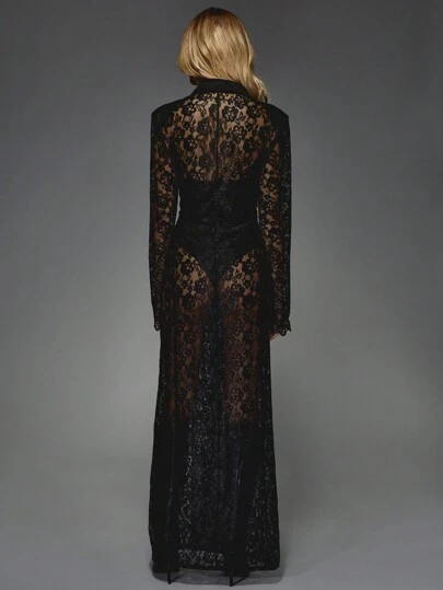 MISSGUIDED Lace Blazer Maxi Dress With Double Breasted DetailMISSGUIDED