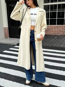 INAWLY Chaqueta de mujer casual con botones para otoño - Caqui - Ver 5