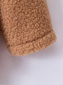 SHEIN 1 件年轻女孩棕色双面蓬松豹纹长袖外套，适合外出，家庭配套服装“妈妈和我”的一部分（3 件单独出售） - 棕色 - 查看 4