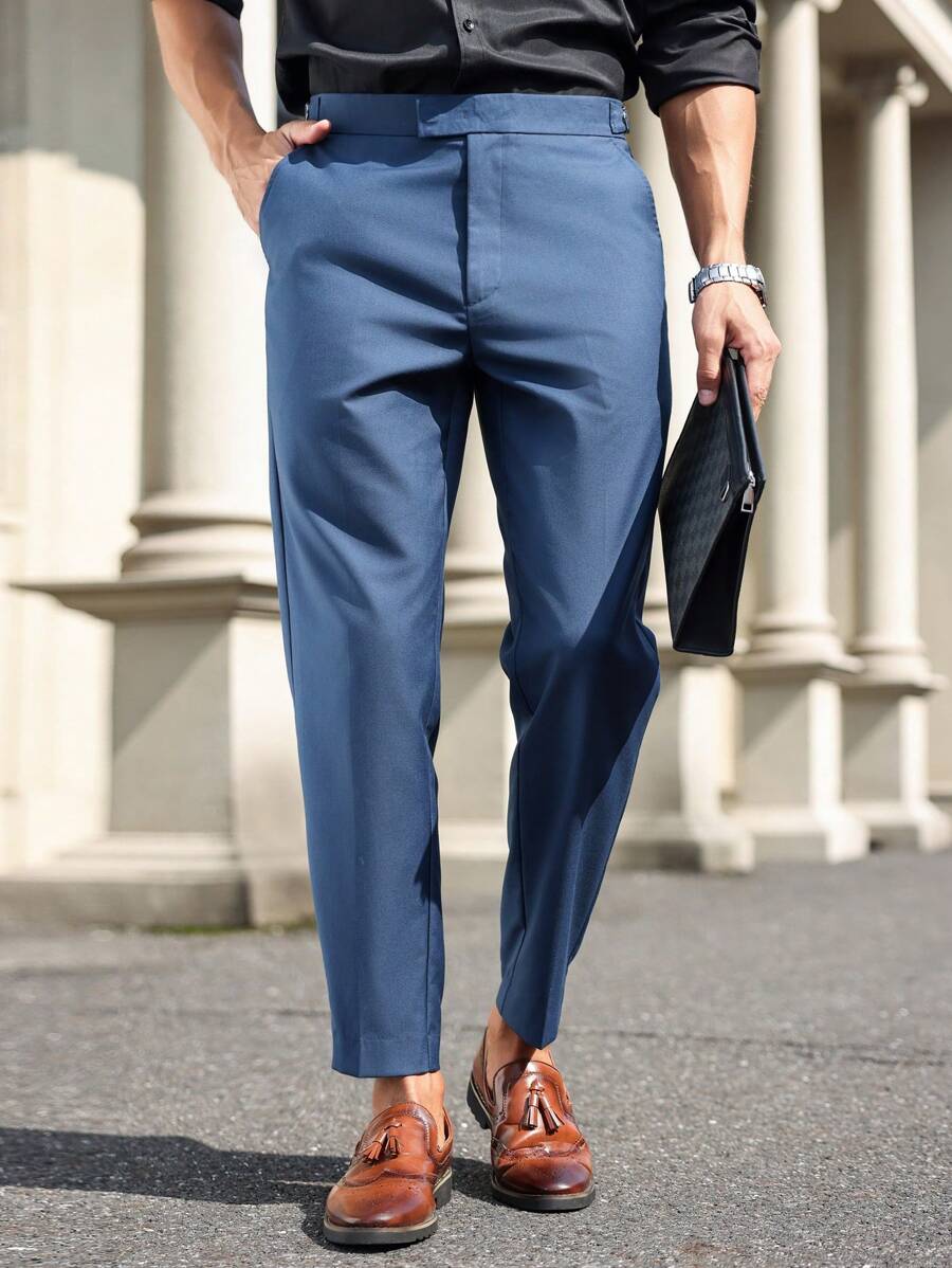 Manfinity Bizformal Quần âu nam thiết kế đơn giản có túi trơn - Màu xanh hải quân - Xem 1
