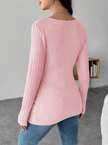 SHEIN 孕妇休闲纯色修身 T 恤，秋季