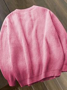 Flirla Plus Size Front Button Long Sleeve Blouse With Bow Decor, Casual For Everyday Wear - Pink - View 2