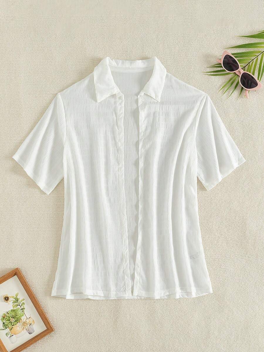 Swim Vcay 女士时尚褶皱工艺随机和服外套夏季