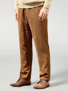 Manfinity VCAY 1 peça Calça Masculina Slim Tapered Tecida, Adequada para Uso Diário