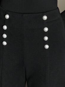 MOTF PREMIUM 纽扣装饰喇叭西裤