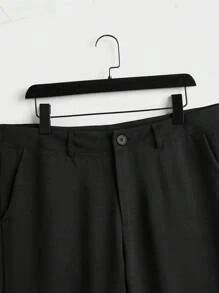 Manfinity RelaxMax Men's Fashionable Casual Solid Color Slant Pocket Tapered Suit Pants - Black - View 3