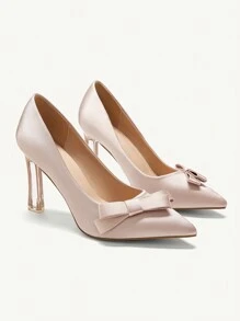 CUCCOO CHICEST 女士尖头时尚高跟休闲浅口鞋，适合圣诞节和新年假期氛围秋冬季 - 淺粉色 - 查看 4