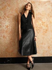 MOTF PREMIUM BOXY BUTTON UP WAISTCOAT - Black - View 6