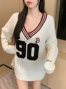 DAZY Women's Sporty Color Block Pullover Sweater,Fall Clothes