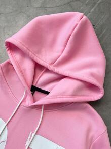 Manfinity EMRG Men's Graphic Print Pocket Pink Hoodie Pullover Sweatshirt - Pink - View 4