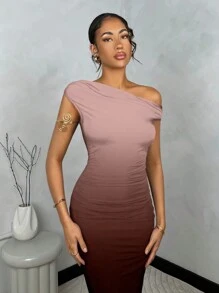 SHEIN BAE 女士夏季不对称荷叶边印花紧身连衣裙/沙滩度假连衣裙/长款连衣裙/夏季女装/沙滩装/夜店连衣裙/娇小身材连衣裙/毕业礼服/女士连衣裙/夏季女装/嘉年华/优雅女装/度假时尚连衣裙 - 彩色 - 查看 7