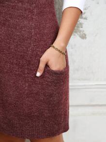 SHEIN LUNE 女式大码安哥拉针织 V 领无袖背心，常规版型简约风格，中长款，适合万圣节、新年、情人节、感恩节、圣诞节、复活节、联欢晚会、新年前夜 - 紫紅色 - 查看 3