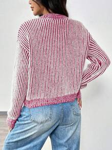 Chiquease Casual Striped Lace-Up Raglan Cardigan For Autumn/Winter Fall Cloth For Women