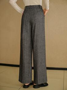 MOTF STUDIO HERRINGBONE PRINT FOLD PLEATED WIDE LEG PANTS