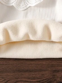 SHEIN Vintaside Kids 女婴甜美优雅刺绣蕾丝针织套头衫，秋冬