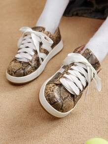 CUCCOO EASI Zapatillas deportivas casuales para mujer con estampado de piel de serpiente y cordones - Multicolor - Ver 5