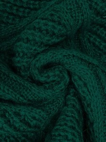 Calvaya Plus Size Plain Color Patchwork Turtleneck Long Sleeve Simple Casual Pullover Sweater, Winter - Dark Green - View 4