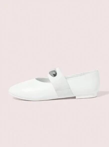 CUCCOO DOLLMOD White Flat Metal Buckle Round Toe Fashion Casual Shoes - White - View 6