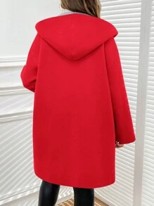 SHEIN Clasi Chaqueta casual con capucha y manga larga, reversible, de talla grande