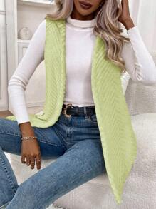 SHEIN LUNE Chaqueta regular versátil de unicolor con capucha y sin mangas