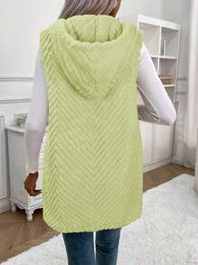 SHEIN LUNE Chaqueta regular versátil de unicolor con capucha y sin mangas