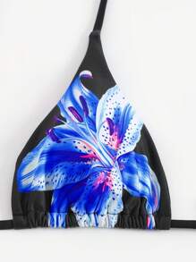 Swim Oasis 2025 休闲度假细肩带三角上衣、侧系带三角下装和长款网眼罩衫三件套女式夏季泳衣套装 - 黑色 - 查看 5