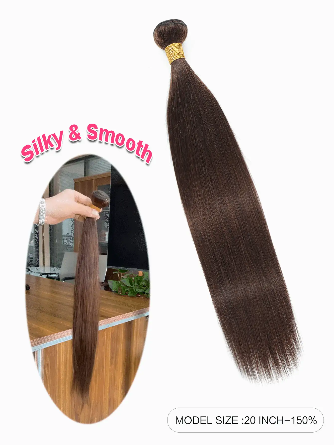 Dark Brown Chocolate Color 2# Virgin Human Hair Bundles Plain Solid Color Silky Straight Hair Weft 10 - 24 inches