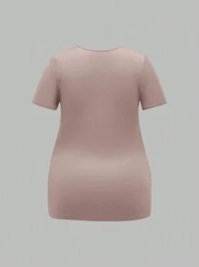 Modmama Maternity Short Sleeve Solid Color Pleated T-Shirt, Simple And Casual Everyday Wear
