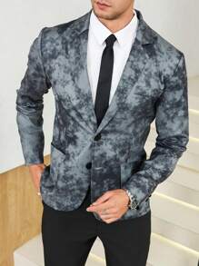 Manfinity Mode Men's Casual Front Button Long Sleeve Lapel Neck Blazer - Multicolor - View 3