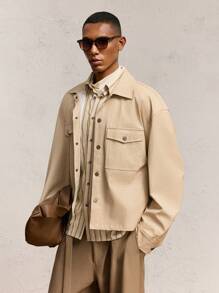 AKNOTIC Party Men's Woven Slim Fit Casual Turndown Collar Plain Thin Jacket, Long Sleeve Lightweight Jacket, Suitable For Autumn Work, Old Money, Boyfriend Gifts