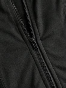 Slaydiva Simple Casual Women's Autumn-Winter Stretchy T-Shirt With Half-Neck Zipper, V-Neck, And Tight Long Sleeves ,Black- B - Black - View 3